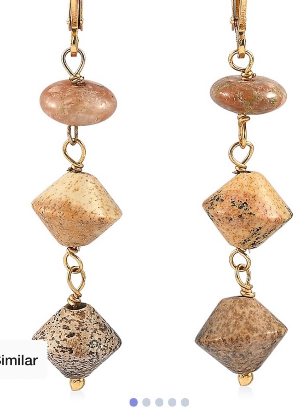 EverTrue Unakite and Picture Jasper 18.00 ctw Earrings in ION Plated Yellow Gold